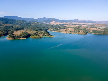 Bulgaristan 'ın Sopot Reservoir, Lovech Bölgesinin hava manzarası