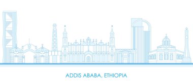 Etiyopya 'daki Addis Ababa şehrinin Skyline görünümü - vektör illüstrasyonu