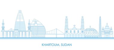 Hartum, Sudan 'ın Skyline ana hatları - vektör illüstrasyonu