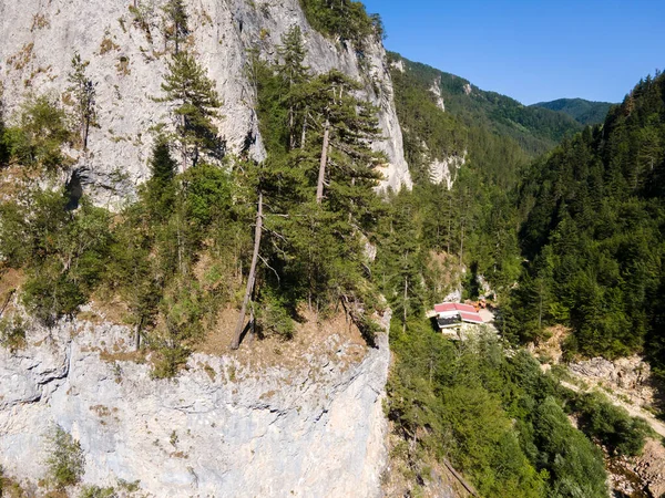 Vue Aérienne Des Gorges Trigrad Rhodope Mountains Smolyan Region Bulgarie — Photo