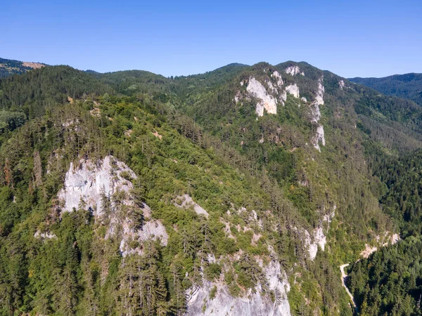 Vista Aérea Desfiladeiro Trigrad Nas Montanhas Rhodope Região Smolyan Bulgária — Fotografia de Stock