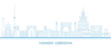 Özbekistan 'ın Taşkent kentinin Skyline panoraması - vektör illüstrasyonu