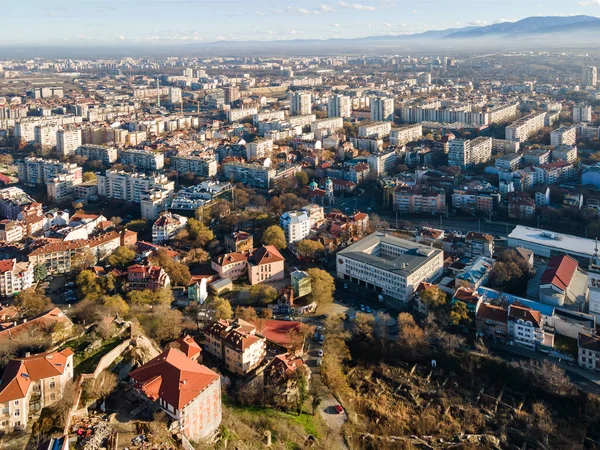Καταπληκτική Αεροφωτογραφία Της Πόλης Της Φιλιππούπολης Βουλγαρία — Φωτογραφία Αρχείου