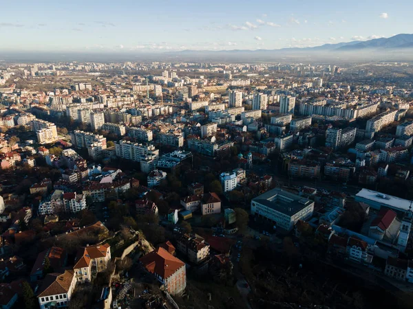 Niesamowity Widok Lotu Ptaka Miasto Płowdiw Bułgaria — Zdjęcie stockowe
