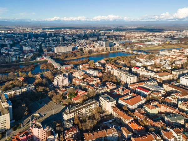 Vista Aérea Surpreendente Cidade Plovdiv Bulgária — Fotografia de Stock