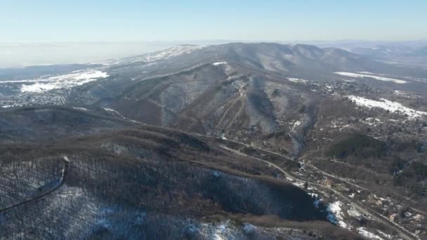 Flygfoto Vinter Utsikt Över Vitosha Mountain Nära Boyana District Sofia — Stockvideo