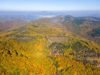 Bulgaristan 'ın Pernik bölgesindeki Erul Dağı' nın İnanılmaz Sonbahar Manzarası