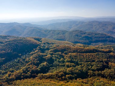 Bulgaristan 'ın Pernik bölgesindeki Erul Dağı' nın İnanılmaz Sonbahar Manzarası