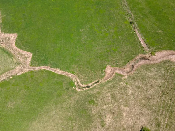 Printemps Vue Aérienne Des Terres Rurales Près Ville Godech Région — Photo