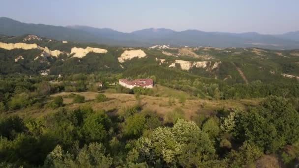 Aerial View Rozhen Monastery Nativity Mother God Blagoevgrad Region Bulgaria — Stock Video