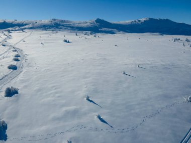 Bulgaristan 'ın Sofya Şehir Bölgesi, Vitosha Dağı' nın Hava Kış Manzarası