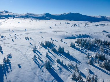 Bulgaristan 'ın Sofya Şehir Bölgesi, Vitosha Dağı' nın Hava Kış Manzarası