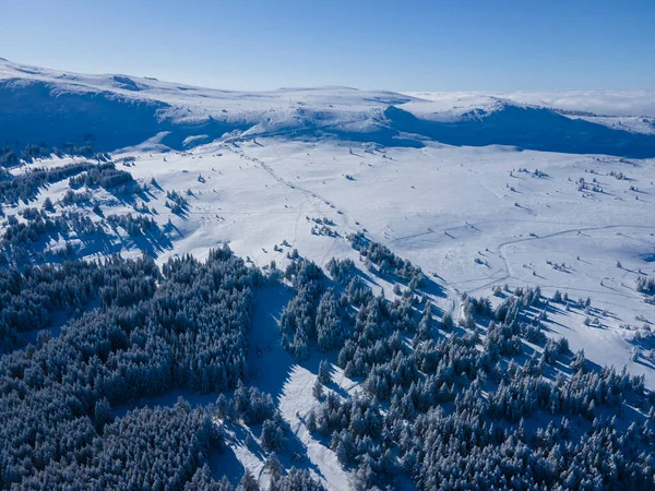 Zimowy Widok Lotu Ptaka Górę Vitosha Obwód Sofijski Bułgaria — Zdjęcie stockowe