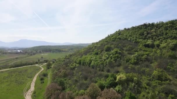 Aerial Spring View Kozhuh Mountain Petrich Valley Bulgaria — Video