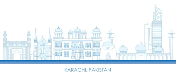 Pakistan Karaçi Şehrinin Skyline Ana Hatları Vektör Illüstrasyonu — Stok Vektör