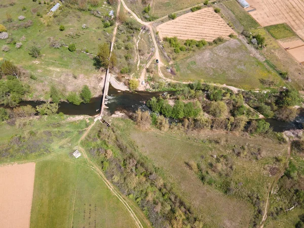 Vista Aérea Del Río Strumeshnitsa Pasando Por Valle Del Petrich — Foto de Stock