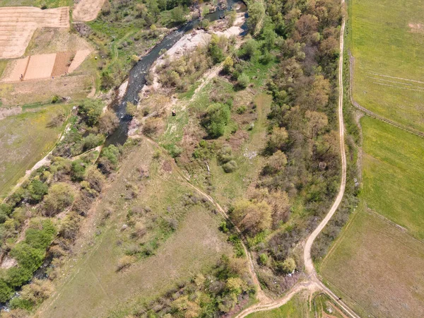 Αεροφωτογραφία Του Ποταμού Strumeshnitsa Που Διέρχεται Από Την Κοιλάδα Petrich — Φωτογραφία Αρχείου