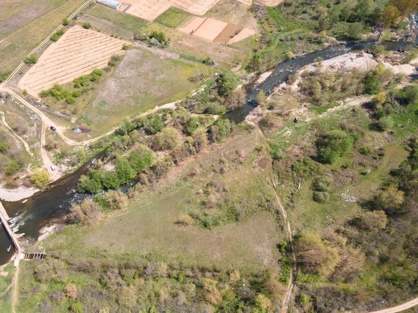 Vista Aérea Del Río Strumeshnitsa Pasando Por Valle Del Petrich — Foto de Stock