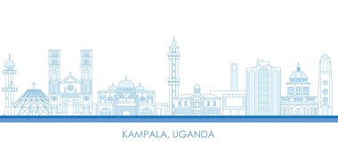 Uganda, Kampala şehrinin Skyline ana hatları - vektör illüstrasyonu
