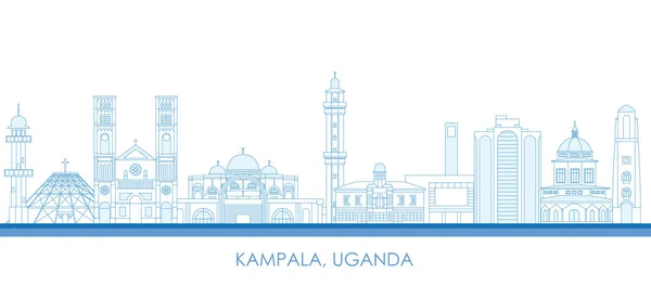 Esboço Panorama Panorâmico Cidade Kampala Uganda Ilustração Vetorial —  Vetores de Stock