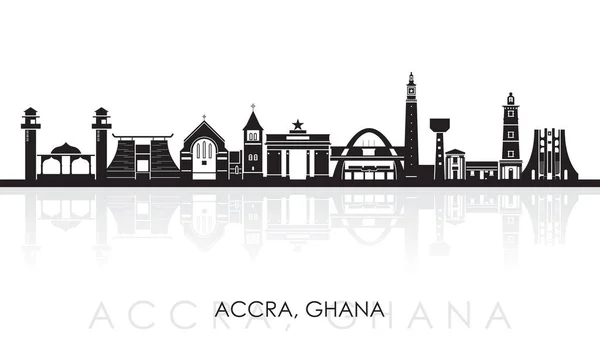 Panorama Horizonte Silhueta Cidade Accra Gana Ilustração Vetorial —  Vetores de Stock