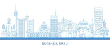 Belgrad, Sırbistan 'ın Skyline manzarasının ana hatları - vektör illüstrasyonu
