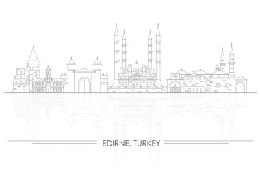 Türkiye 'nin Edirne kentinin Skyline görünümü - vektör illüstrasyonu