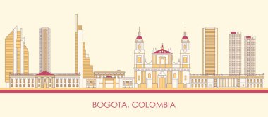 Bogota, Kolombiya 'nın Skyline karikatürü - vektör illüstrasyonu