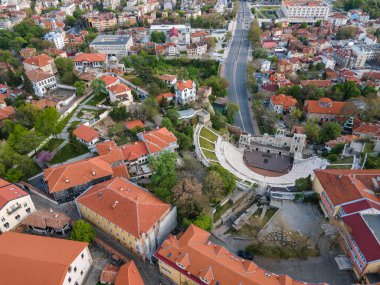 Bulgaristan 'ın Filibe kentinin şaşırtıcı hava gün batımı manzarası