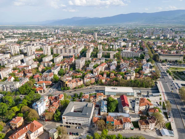 Incredibile Vista Sul Tramonto Aereo Della Città Plovdiv Bulgaria — Foto Stock