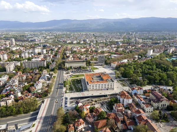 Incredibile Vista Sul Tramonto Aereo Della Città Plovdiv Bulgaria — Foto Stock