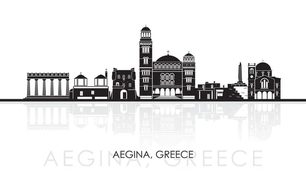 Silhouette Skyline Panorama Aegina Greece Διανυσματική Απεικόνιση — Διανυσματικό Αρχείο
