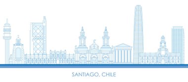 Şili, Santiago şehrinin Skyline ana hatları - vektör illüstrasyon