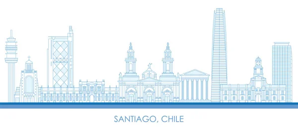 Overzicht Skyline Panorama Van Santiago Chili Vector Illustratie — Stockvector