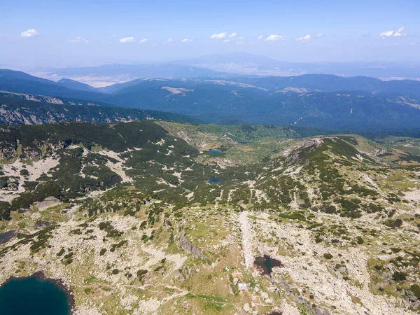 Amazing Aerial View Rila Mountain Scary Lake Bulgaria — Stok Foto