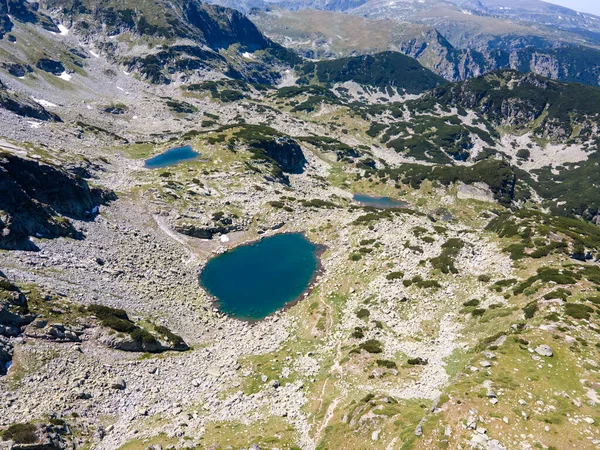 Erstaunliche Luftaufnahme Des Rila Gebirges Der Nähe Des Unheimlichen Sees — Stockfoto