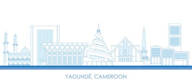 Yaound, Kamerun şehrinin Skyline görünümü - vektör illüstrasyonu