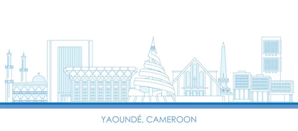 Obrys Panorama Města Yaound Kamerun Vektorová Ilustrace — Stockový vektor