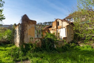 TRYAVNA, BULGARIA - 1 Mayıs 2021: Bulgaristan 'ın eski Tryavna kentindeki Tipik sokak ve Ninetenth Century Evleri