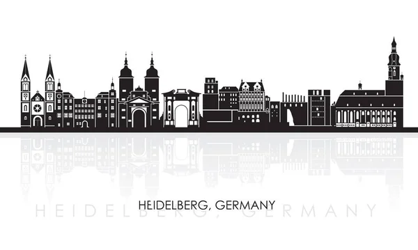 Silhouette Skyline Panorama Ciudad Heidelberg Alemania Ilustración Vectorial — Vector de stock