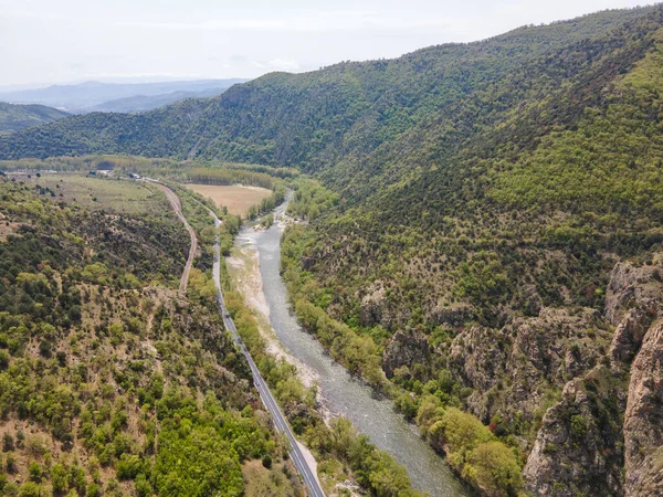 Vue Aérienne Incroyable Rivière Struma Passant Par Gorge Kresna Bulgarie — Photo