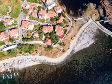 Bulgaristan 'ın Burgaz Bölgesi Ahtopol kentinin şaşırtıcı hava manzarası