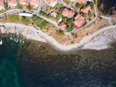 Bulgaristan 'ın Burgaz Bölgesi Ahtopol kentinin şaşırtıcı hava manzarası