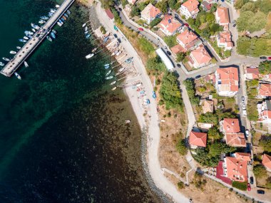 Bulgaristan 'ın Burgaz Bölgesi Ahtopol kentinin şaşırtıcı hava manzarası