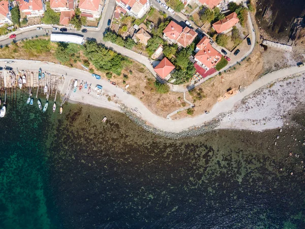 Bulgaristan 'ın Burgaz Bölgesi Ahtopol kentinin şaşırtıcı hava manzarası