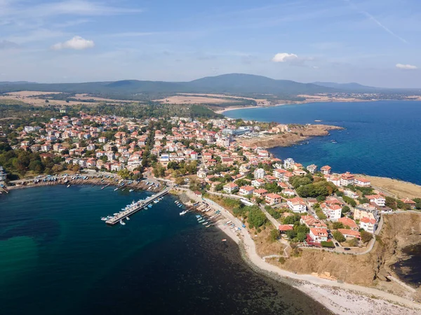 Bulgaristan 'ın Burgaz Bölgesi Ahtopol kentinin şaşırtıcı hava manzarası