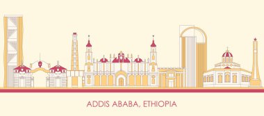 Etiyopya 'nın Addis Ababa şehrinin Skyline karikatürü - vektör illüstrasyonu