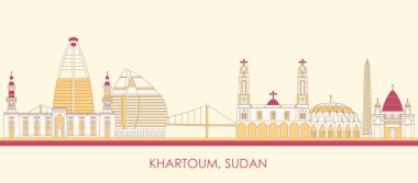 Hartum, Sudan 'ın Skyline karikatürü - vektör illüstrasyonu