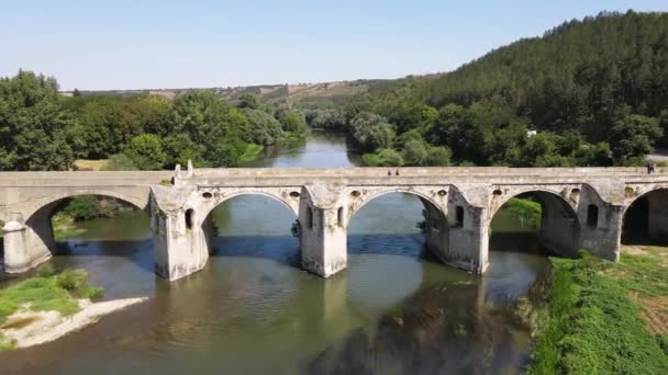 Veduta Aerea Del Ponte Ottocentesco Sul Fiume Yantra Noto Come — Video Stock