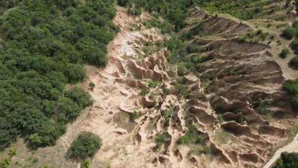Αεροφωτογραφία Του Σχηματισμού Βράχων Στοές Πυραμίδες Rila Mountain Kyustendil Περιοχή — Αρχείο Βίντεο